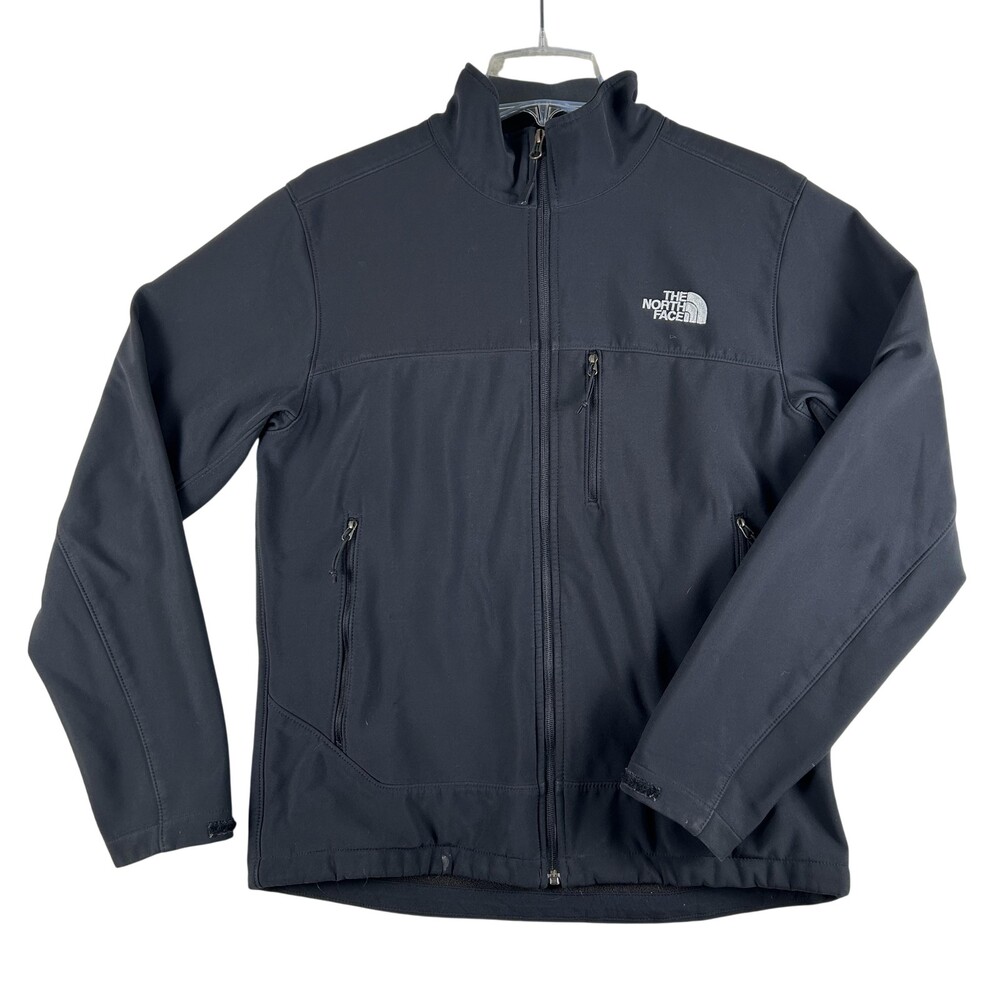 The North Face Jacket Mens Small Black Softshell Full Zip Fleece Hiking Outdoor